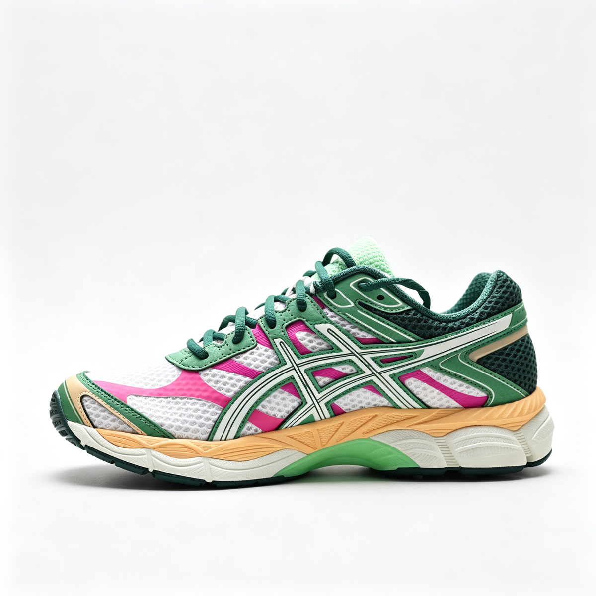 ASICS Gel-Cumulus 16 | Retro green and pink color blocking + GEL cushioning + breathable mesh upper unisex Y2K platform sneakers a must-have item for spring and summer trends