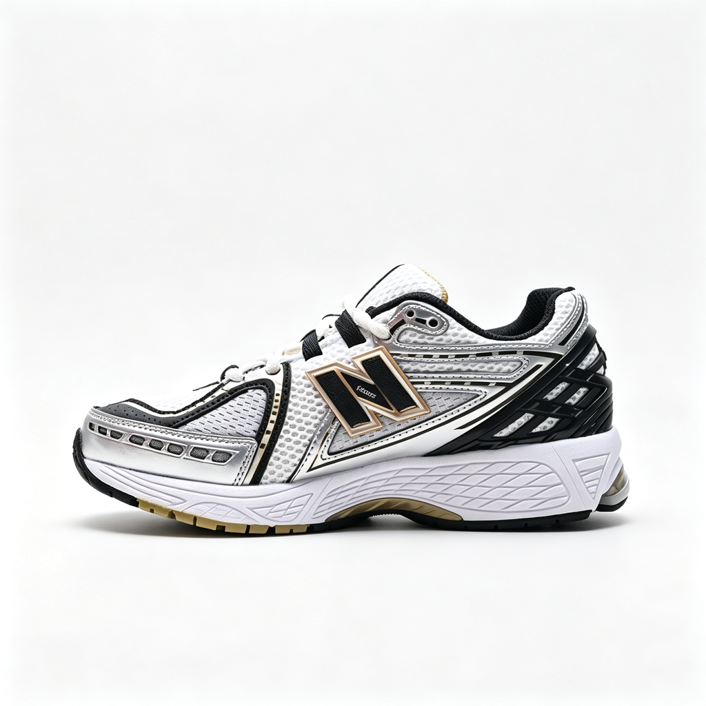 New Balance 1906R White Black Gold Sneakers – Unisex Mesh Retro Running Shoes with N-ERGY Cushioning