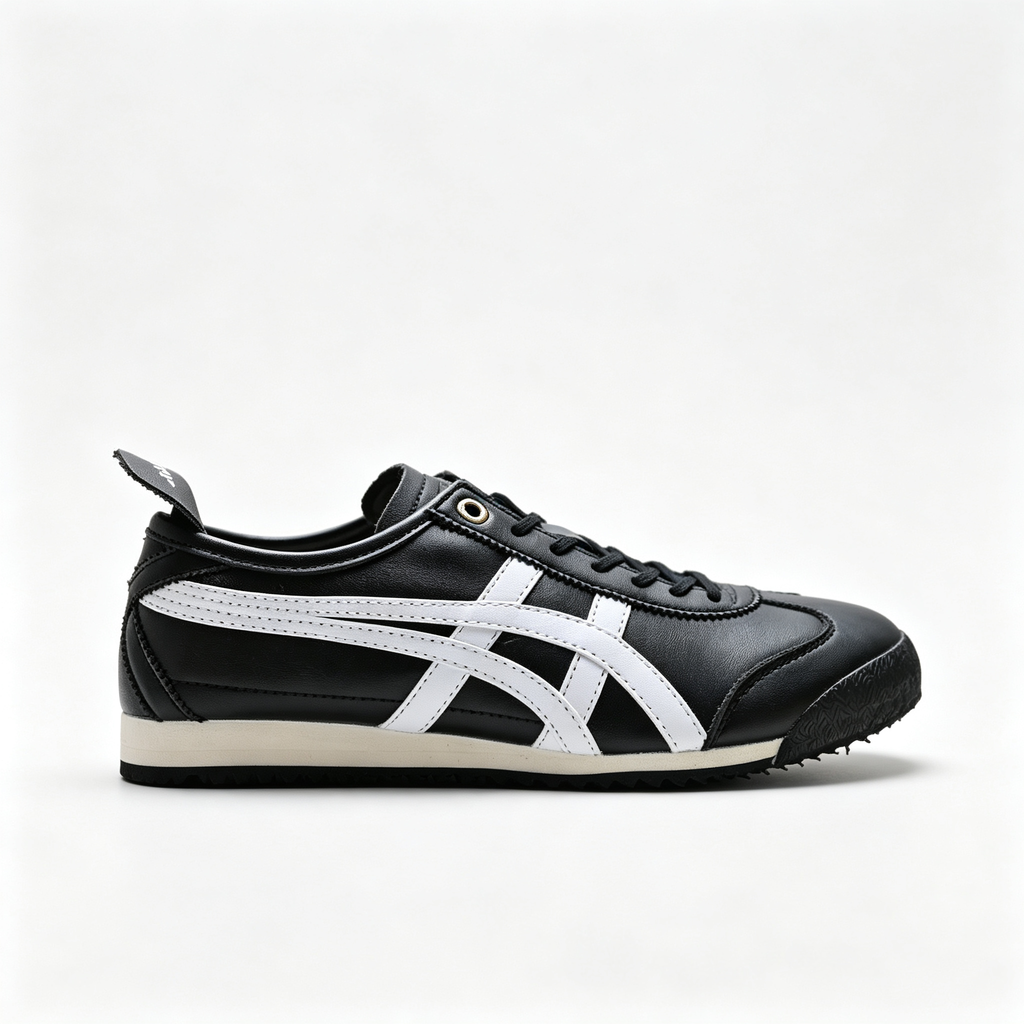 Onitsuka Tiger Mexico 66 SD 1183A872-003 | Black/White Leather Retro Sneakers | Unisex Classic Vintage Running Shoes