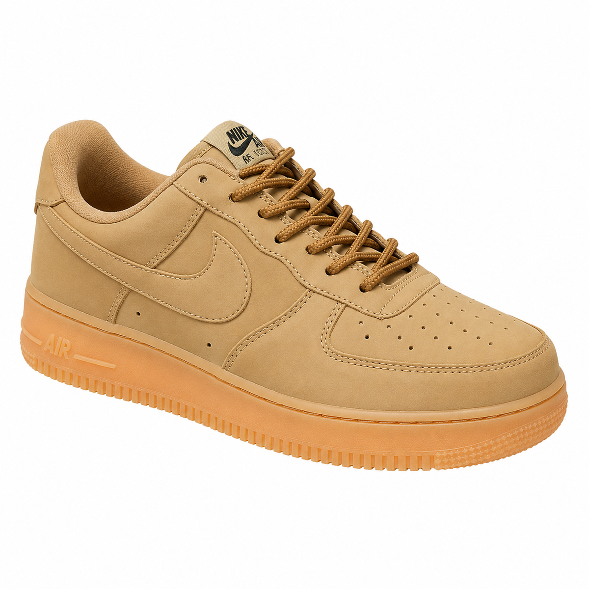 Nike Air Force 1 Low '07 Flax | Wheat-colored full leather + gum sole + built-in Air cushioning unisex retro casual sneakers