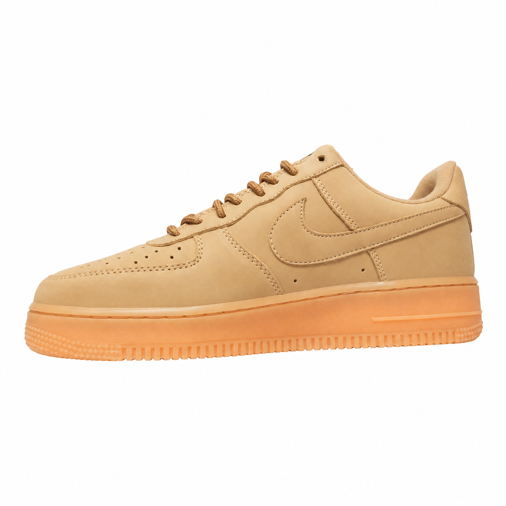 Nike Air Force 1 Low '07 Flax | Wheat-colored full leather + gum sole + built-in Air cushioning unisex retro casual sneakers