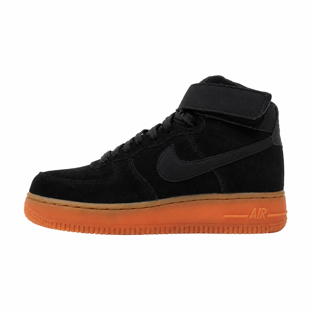Nike Air Force 1 Mid 07 Suede Black Gum Sole | Men's Mid-Top Sneakers | All-Black Nubuck Leather Casual Shoes | Classic AF1 Gum Bottom Streetwear Shoes