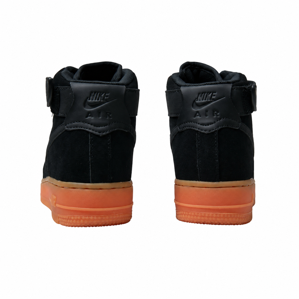 Nike Air Force 1 Mid 07 Suede Black Gum Sole | Men's Mid-Top Sneakers | All-Black Nubuck Leather Casual Shoes | Classic AF1 Gum Bottom Streetwear Shoes