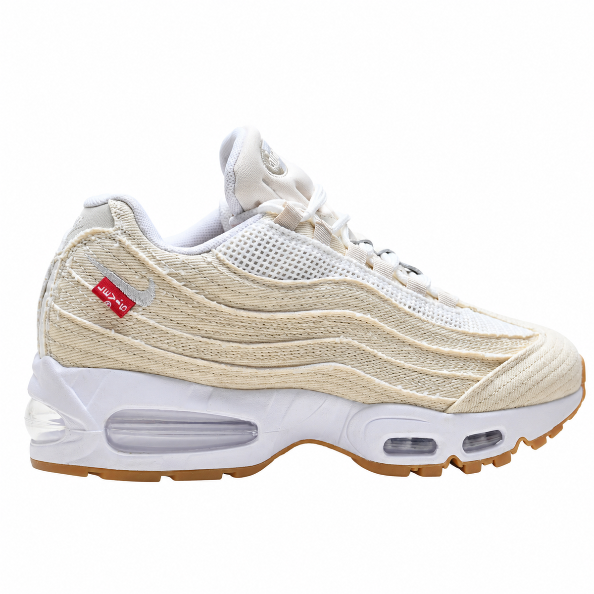 Levi's x Nike Air Max 95 "White and Ecru" Denim | Big Bubble Gum Sole Sneakers | Limited Edition Collaboration Men's Shoes (HM4743-100)