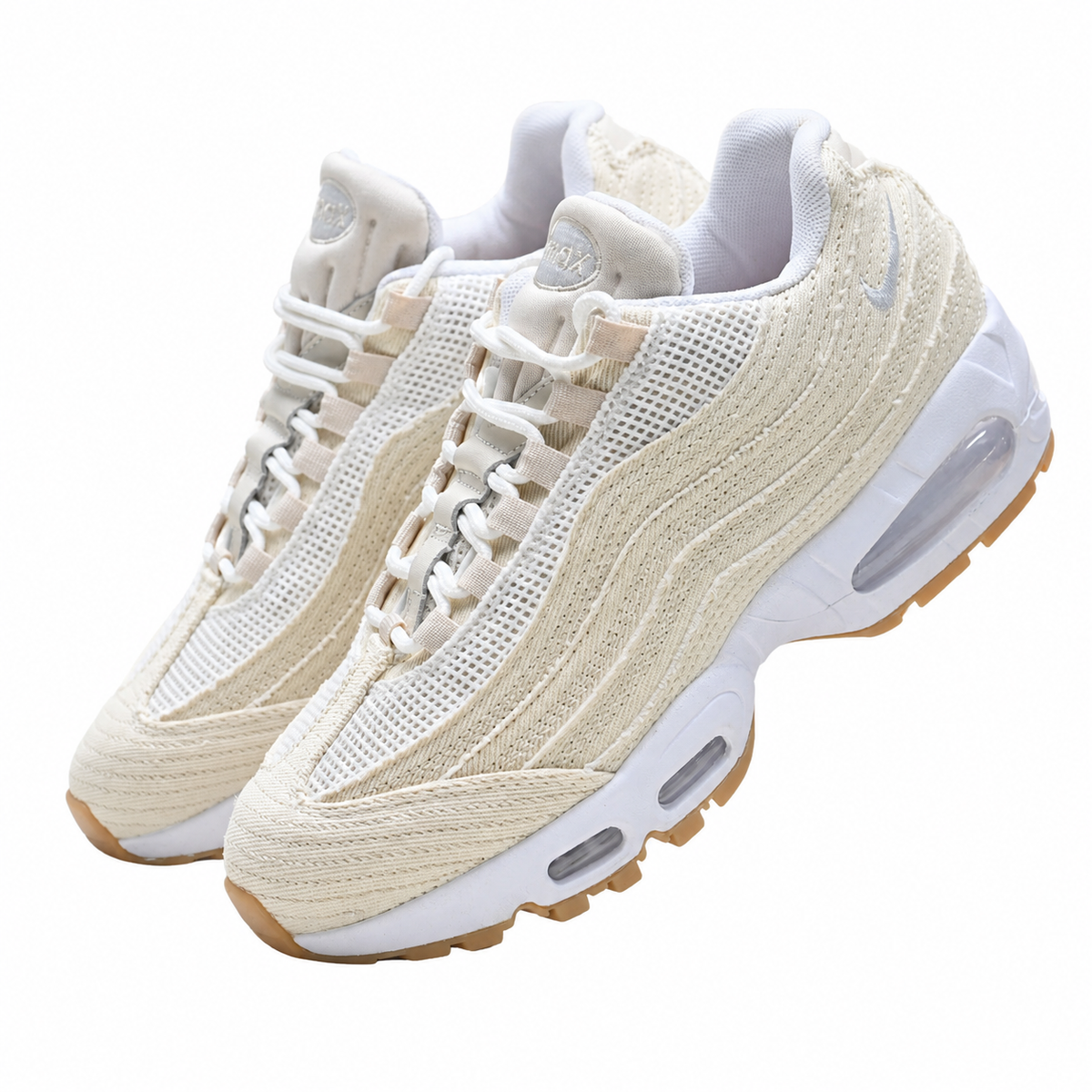 Levi's x Nike Air Max 95 "White and Ecru" Denim | Big Bubble Gum Sole Sneakers | Limited Edition Collaboration Men's Shoes (HM4743-100)