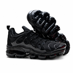 Nike Air VaporMax Plus | Triple Black Mesh + Glossy TPU Overlays + Full-Length VaporMax Cushioning, Men's Futuristic Running & Lifestyle Sneakers, Dark Aesthetic & All-Day Comfort