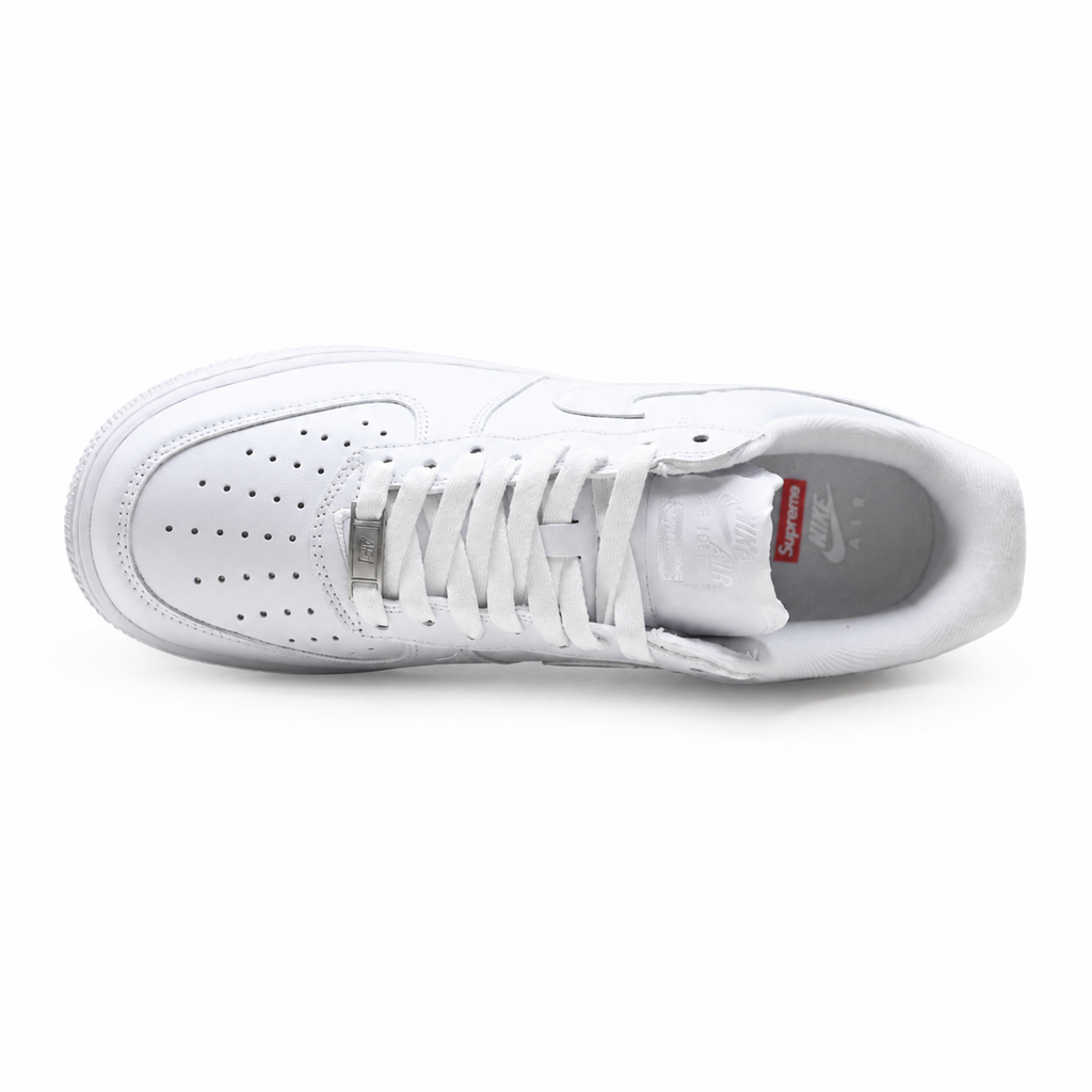 Supreme x Nike Air Force 1 Low "White Red Box Logo" | All-White Leather Low-Top Sneakers | Limited Edition Streetwear Shoes (CU9225-100)