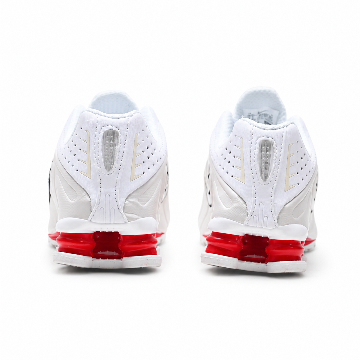 Nike Shox R4 White/Red | Retro running shoes in white red, and black + Shox cushioning + Y2K millennial style unisex chunky sneakers a hot trend for spring and summer
