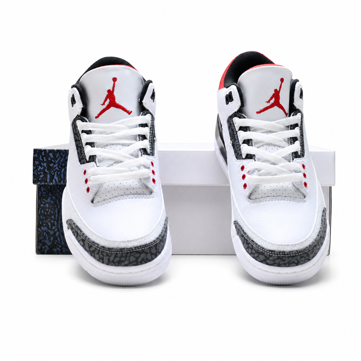 Air Jordan 3 Retro 'White Fire Red' | White Leather + Cement Grey Elephant Print + Visible Air Unit, Men's Basketball & Lifestyle Sneakers, Iconic Streetwear & Premium Comfort