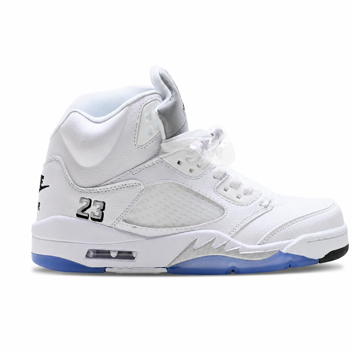 Air Jordan 5 Retro 'Metallic Silver' | White Leather + Silver Reflective Tongue + Icy Blue Outsole, Men's Basketball & Lifestyle Sneakers, Iconic 90s Streetwear & Premium Comfort