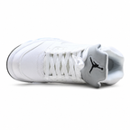 Air Jordan 5 Retro 'Metallic Silver' | White Leather + Silver Reflective Tongue + Icy Blue Outsole, Men's Basketball & Lifestyle Sneakers, Iconic 90s Streetwear & Premium Comfort