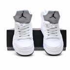 Air Jordan 5 Retro 'Metallic Silver' | White Leather + Silver Reflective Tongue + Icy Blue Outsole, Men's Basketball & Lifestyle Sneakers, Iconic 90s Streetwear & Premium Comfort