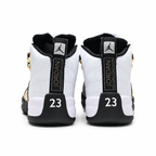 Air Jordan 12 Retro 'Playoffs' | White Tumbled Leather + Black Mudguard + Metallic Gold Accents, Men's Basketball & Lifestyle Sneakers, Iconic High-Top & Premium Durability