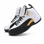Air Jordan 12 Retro 'Playoffs' | White Tumbled Leather + Black Mudguard + Metallic Gold Accents, Men's Basketball & Lifestyle Sneakers, Iconic High-Top & Premium Durability