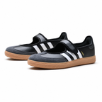 Adidas Originals Samba Jane Black and White Mary Jane with Velcro strap gum sole and three stripes women's retro German training shoes