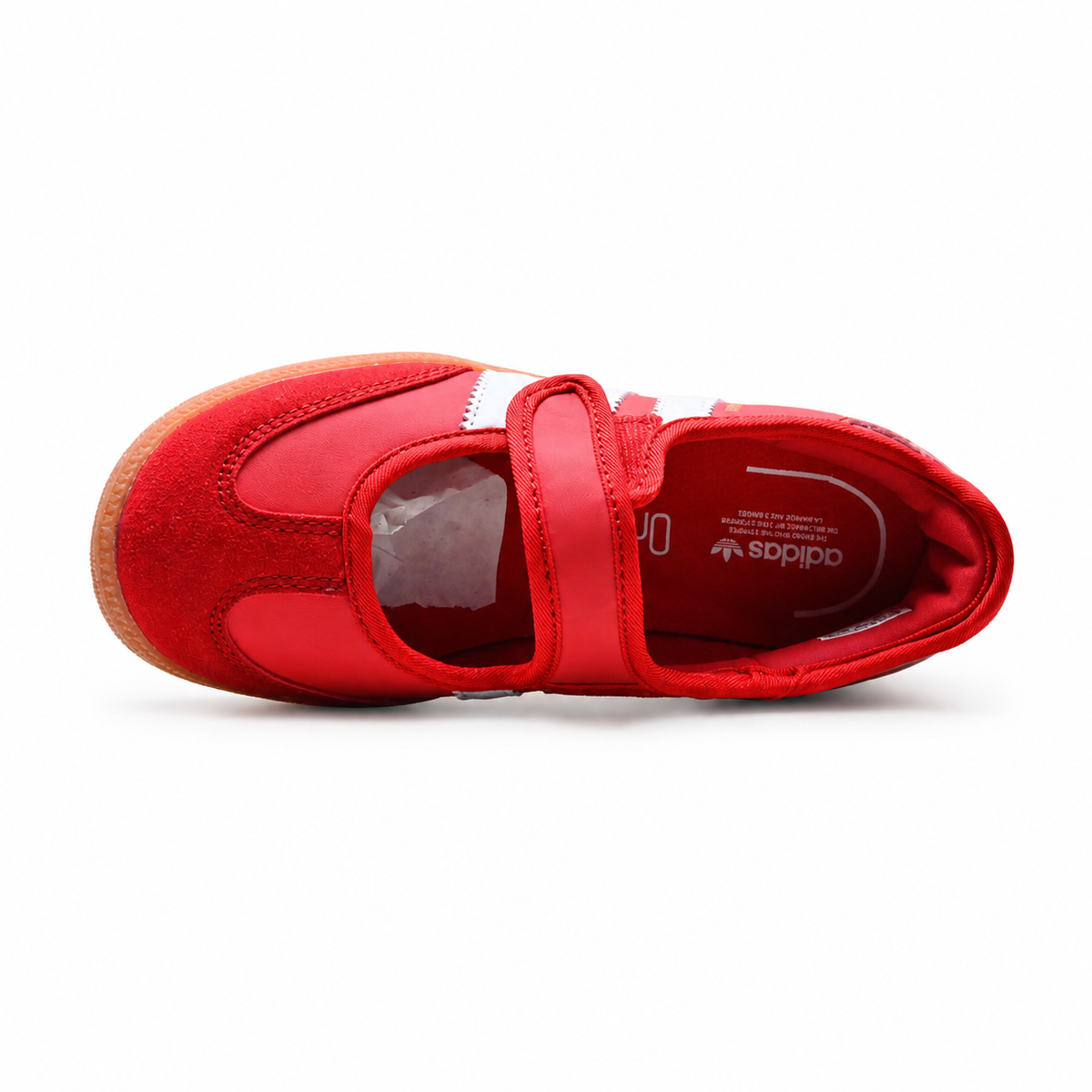 Adidas Originals Samba Jane W JQ6446 | Red Mary Jane style with Velcro straps, gum soles, and the iconic Three Stripes; a retro women's sneaker—a hit for Spring/Summer 2025.