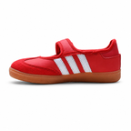 Adidas Originals Samba Jane W JQ6446 | Red Mary Jane style with Velcro straps, gum soles, and the iconic Three Stripes; a retro women's sneaker—a hit for Spring/Summer 2025.