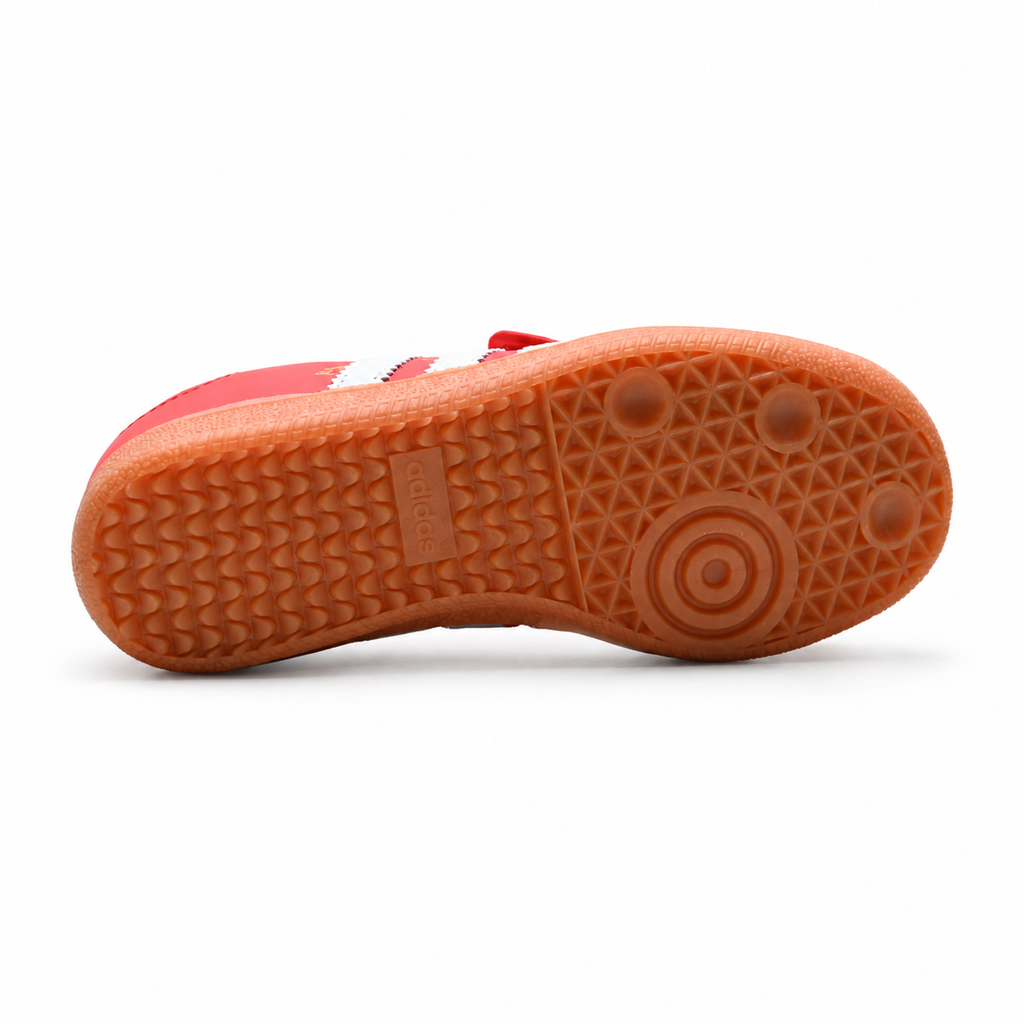 Adidas Originals Samba Jane W JQ6446 | Red Mary Jane style with Velcro straps, gum soles, and the iconic Three Stripes; a retro women's sneaker—a hit for Spring/Summer 2025.