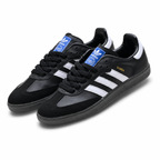 Adidas Originals Samba OG Black and White German Trainer Shoes with Gold-Stamped Logo and Gum Sole Unisex Retro Sneakers
