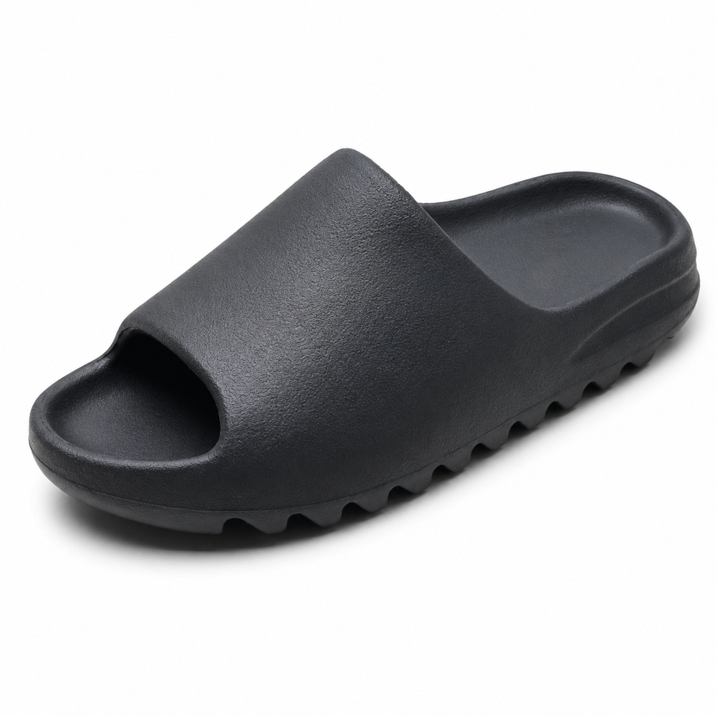 Black EVA Foam Slide Sandals – Unisex Lightweight Cushioned Thick Sole Slip-On Slides