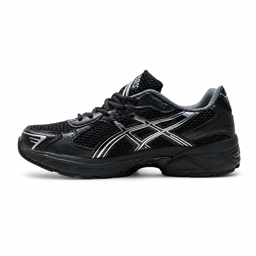 ASICS GEL-1130 Black Pure Silver Retro Running Sneakers – Unisex Mesh GEL Cushioned Shoes