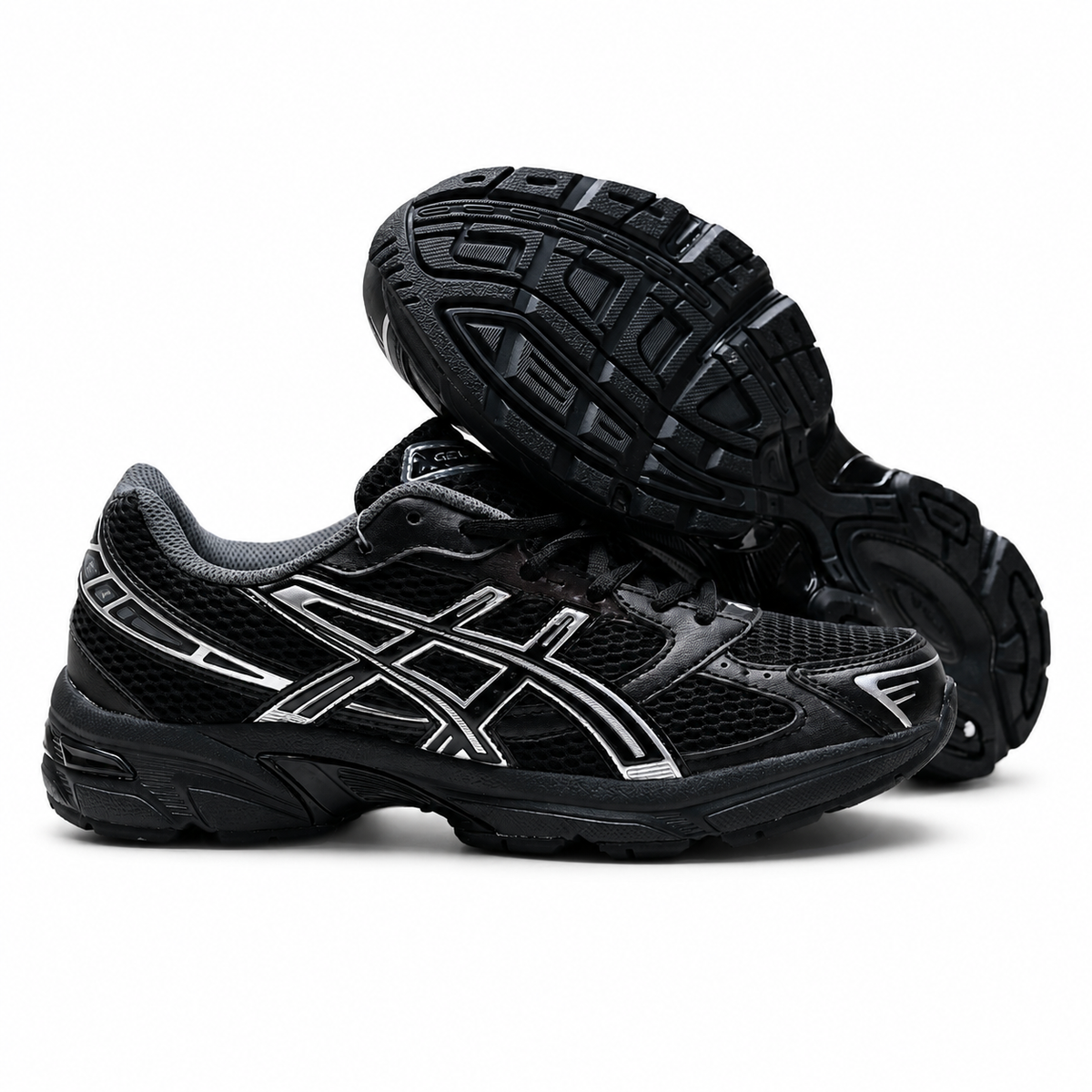 ASICS GEL-1130 Black Pure Silver Retro Running Sneakers – Unisex Mesh GEL Cushioned Shoes