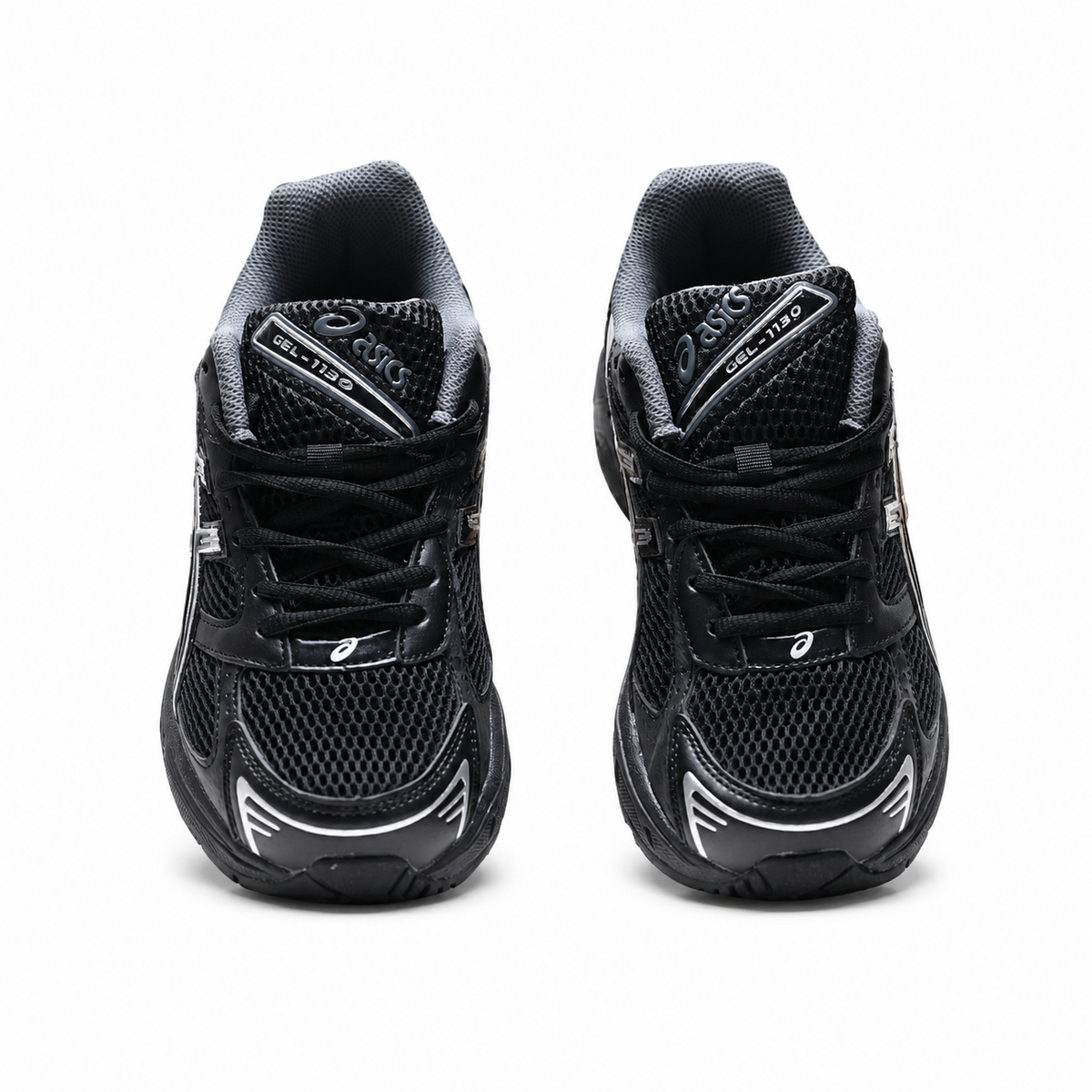 ASICS GEL-1130 Black Pure Silver Retro Running Sneakers – Unisex Mesh GEL Cushioned Shoes