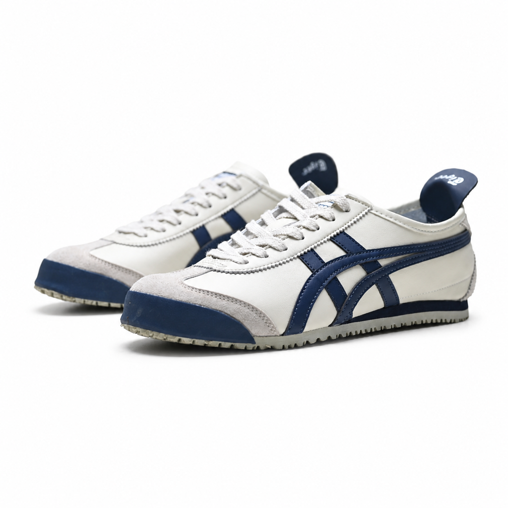 Onitsuka Tiger Mexico 66 Cream Navy Sneakers – Retro Low Top Casual Shoes with Suede Details