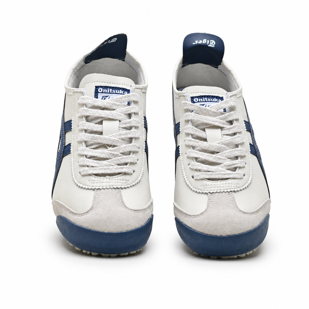 Onitsuka Tiger Mexico 66 Cream Navy Sneakers – Retro Low Top Casual Shoes with Suede Details