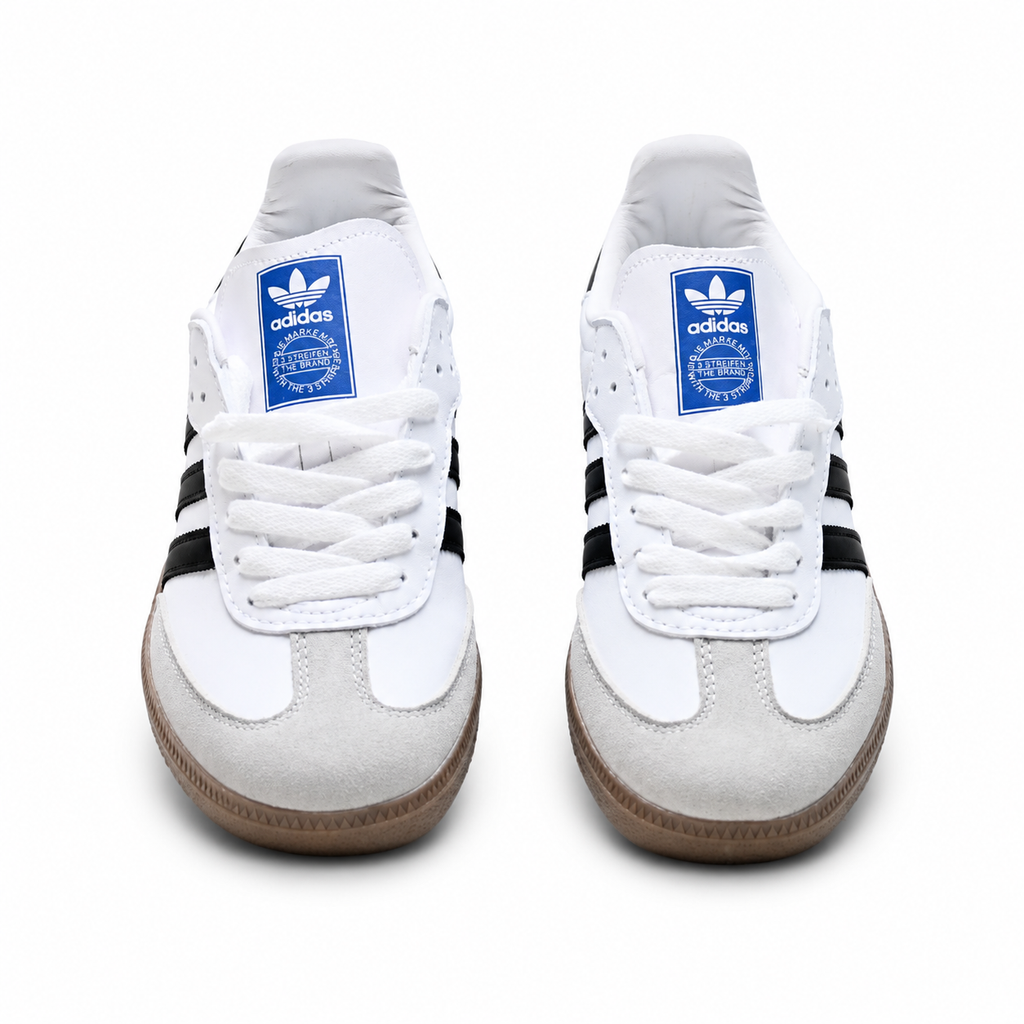 Adidas Samba OG | Cloud White/Core Black + Gum Sole + Gold Branding Unisex Retro Soccer Sneakers 2026 Viral Streetwear Essential