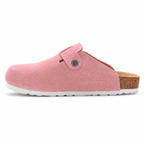 Birkenstock Boston Suede Clogs Dusty Pink | Women's Adjustable Slip-On Mules | Cork Footbed Casual Shoes