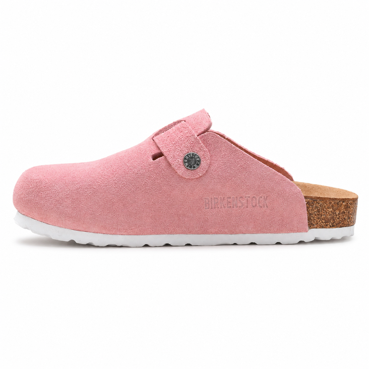 Birkenstock Boston Suede Clogs Dusty Pink | Women's Adjustable Slip-On Mules | Cork Footbed Casual Shoes