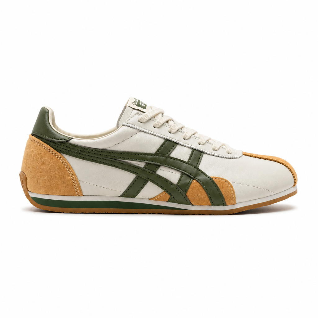 Onitsuka Tiger Mexico 66 | Cream/Olive Green + Mustard Suede Accents + Vintage Gum Sole, Unisex Retro Sneakers, Classic Japanese Streetwear