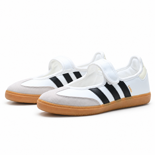 Adidas Originals Samba Jane W JQ6446 | Red Mary Jane style with Velcro straps, gum soles, and the iconic Three Stripes; a retro women's sneaker—a hit for Spring/Summer 2025.