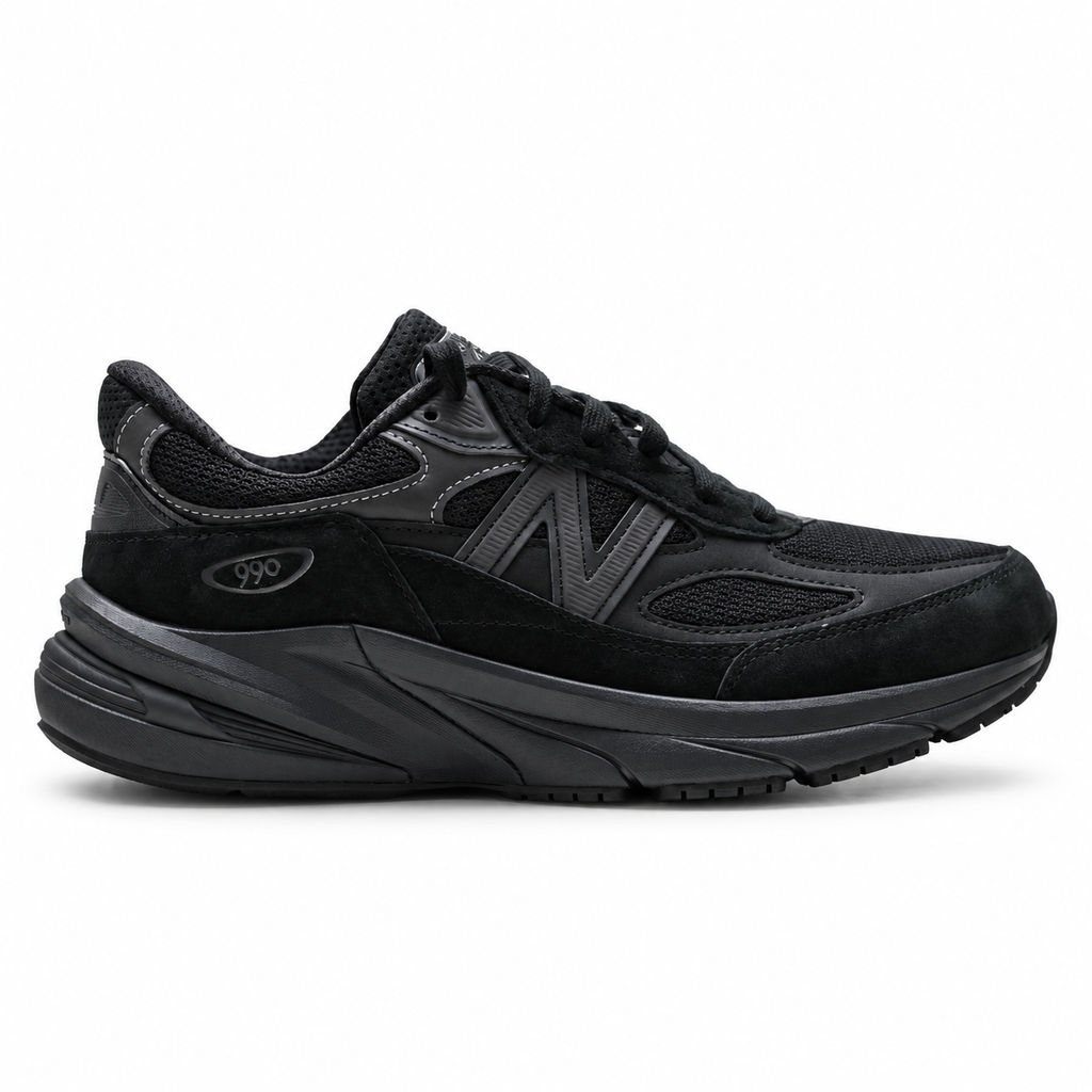 New Balance 990v6 Triple Black Made in USA Sneakers – Suede Mesh Lifestyle Running Shoes with ENCAP Cushioning