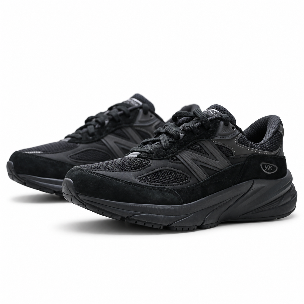 New Balance 990v6 Triple Black Made in USA Sneakers – Suede Mesh Lifestyle Running Shoes with ENCAP Cushioning