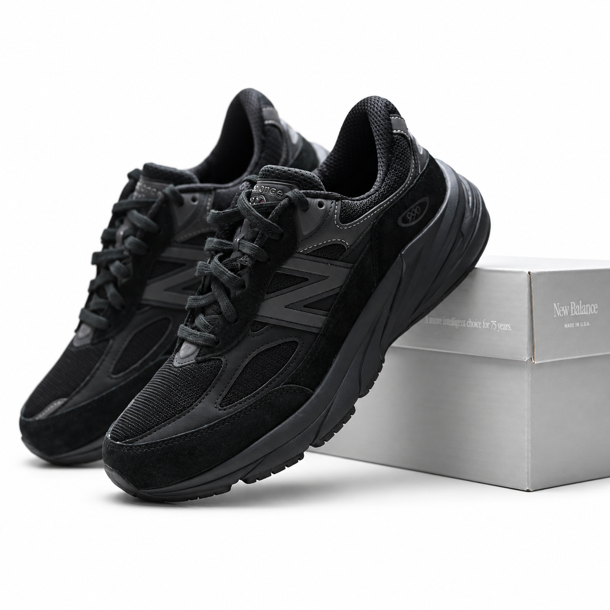 New Balance 990v6 Triple Black Made in USA Sneakers – Suede Mesh Lifestyle Running Shoes with ENCAP Cushioning