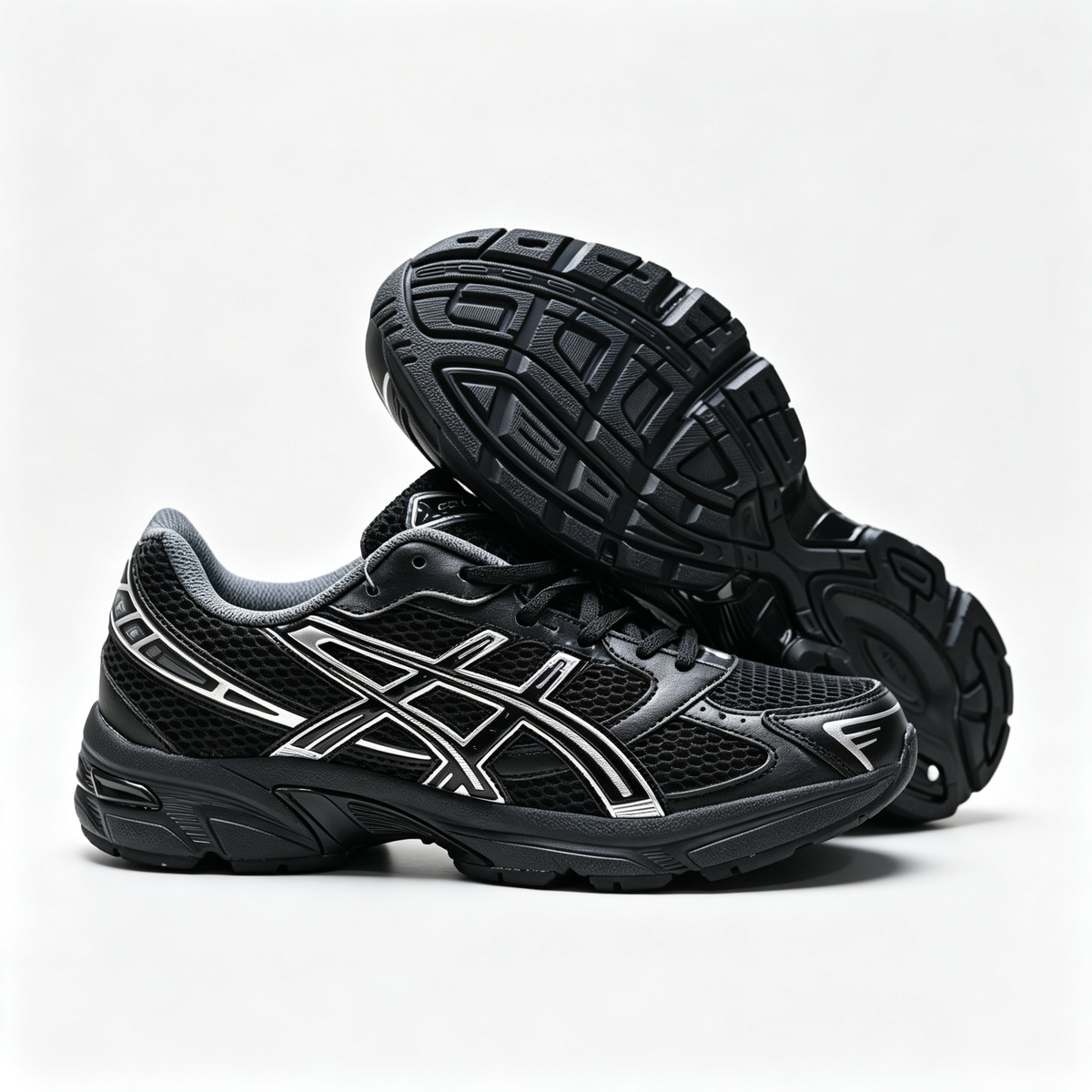 ASICS GEL-1130 Black Pure Silver Retro Running Sneakers – Unisex Mesh GEL Cushioned Shoes