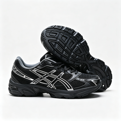 ASICS GEL-1130 Black Pure Silver Retro Running Sneakers – Unisex Mesh GEL Cushioned Shoes
