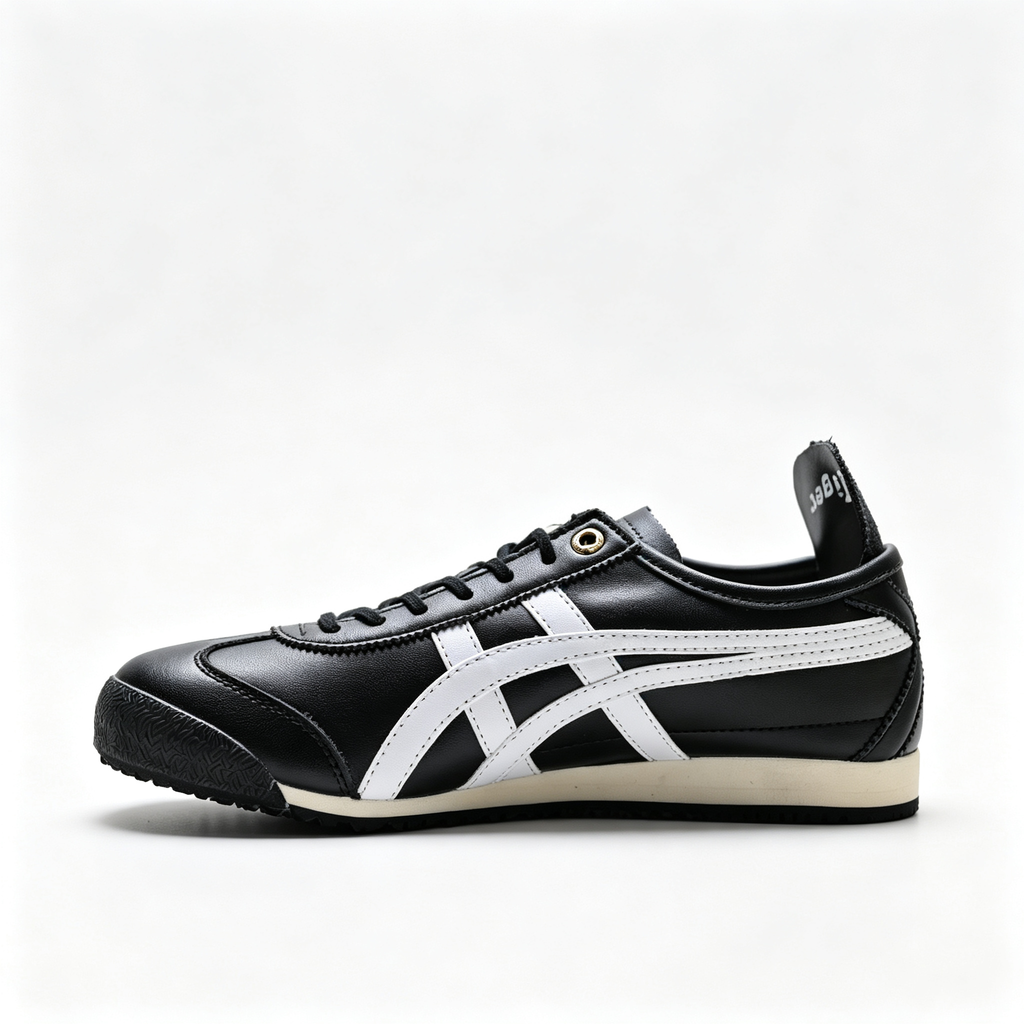 Onitsuka Tiger Mexico 66 SD 1183A872-003 | Black/White Leather Retro Sneakers | Unisex Classic Vintage Running Shoes