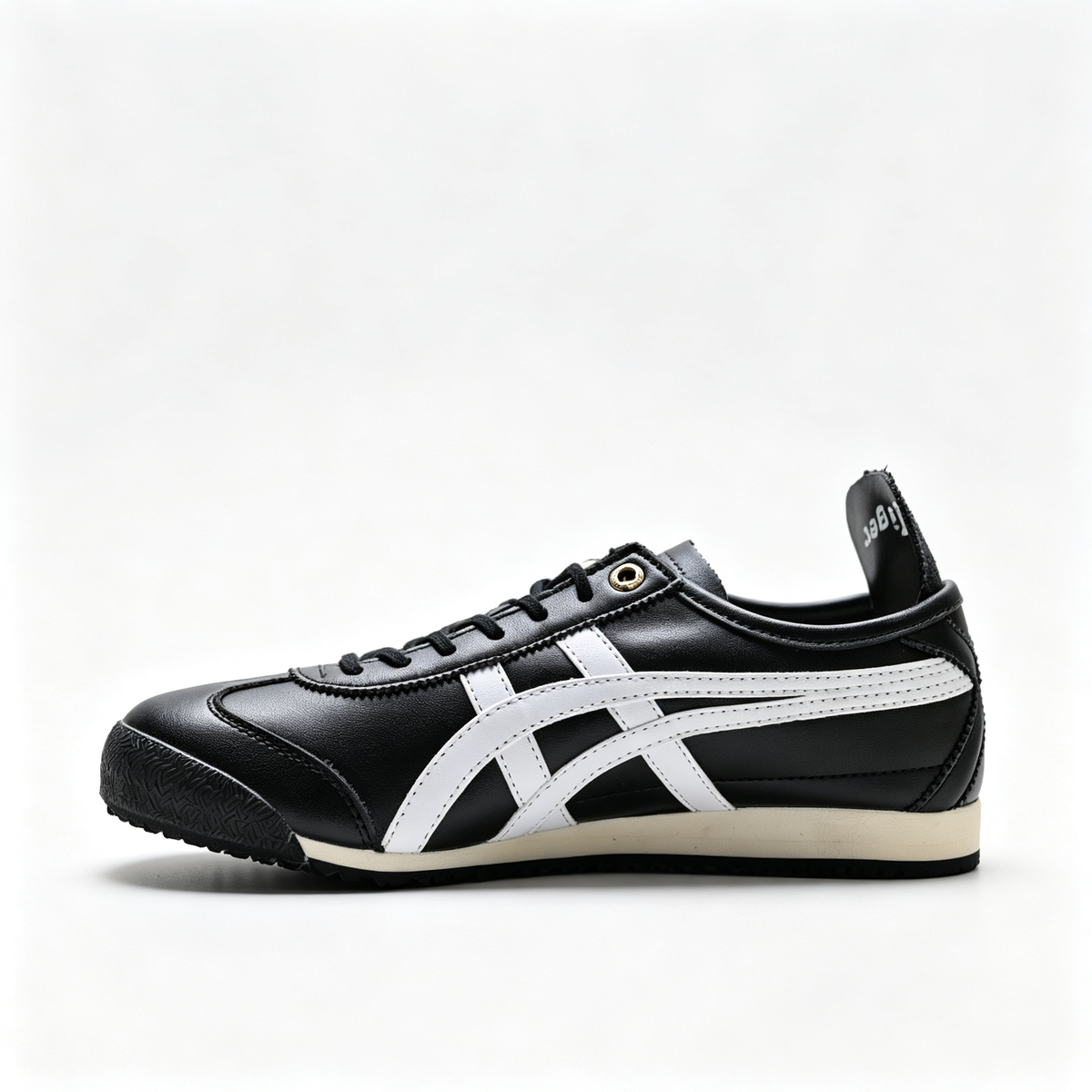 Onitsuka Tiger Mexico 66 SD 1183A872-003 | Black/White Leather Retro Sneakers | Unisex Classic Vintage Running Shoes