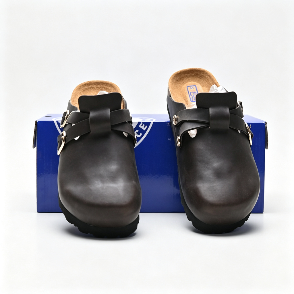 Birkenstock Boston | Black Smooth Leather + Super Grip Sole + Double Strap, Unisex Waterproof-Ready Clogs, Premium Orthopedic Slip-Ons