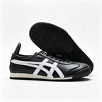 Onitsuka Tiger Mexico 66 SD 1183A872-003 | Black/White Leather Retro Sneakers | Unisex Classic Vintage Running Shoes
