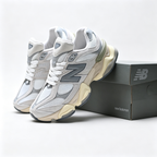 New Balance 9060 White Grey Cream Sneakers – Unisex Suede Mesh Chunky Lifestyle Shoes