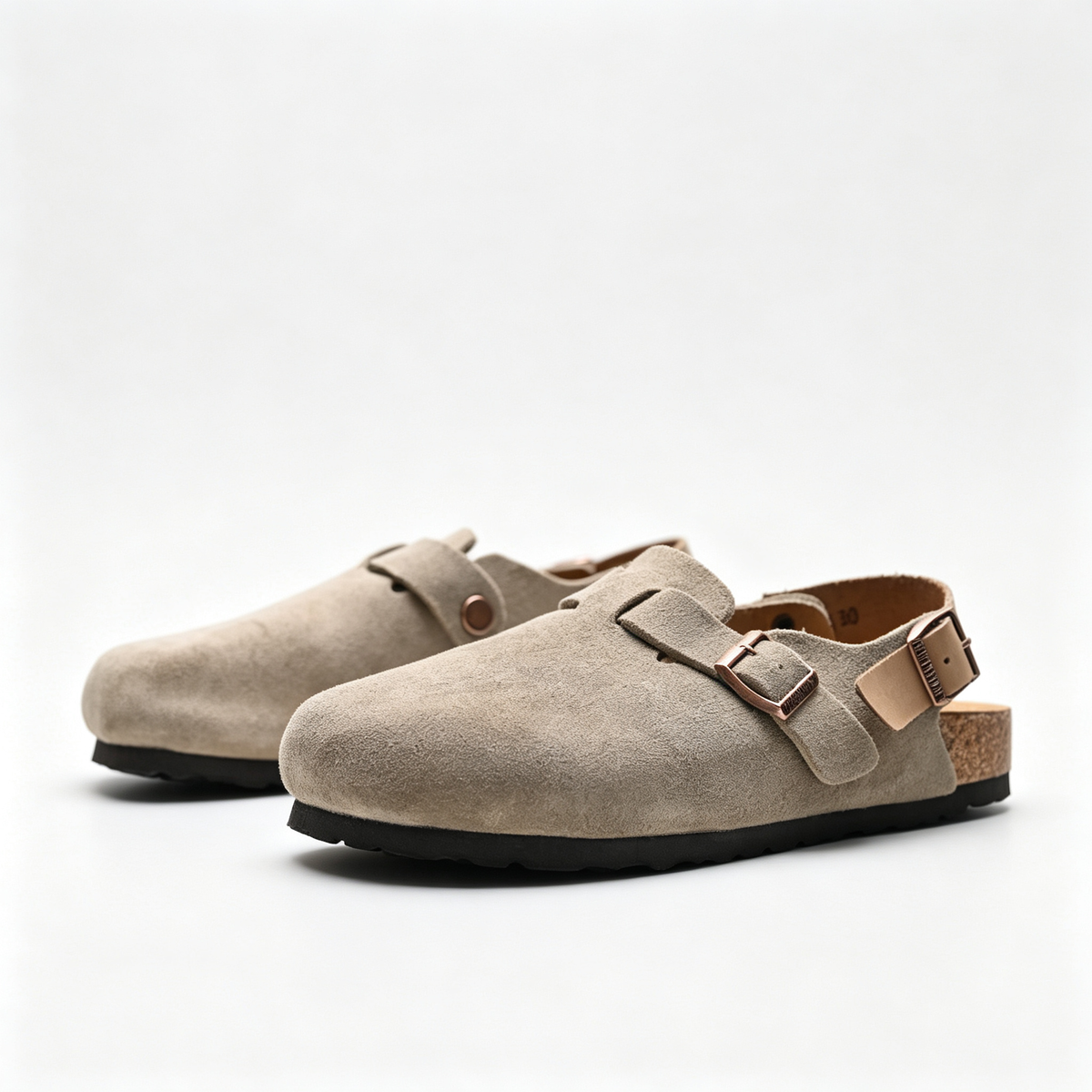 Birkenstock Boston Suede Clogs | Taupe + Adjustable Strap + Soft Footbed, Unisex Orthopedic Slip-On Shoes, Classic Comfort & Minimalist Style