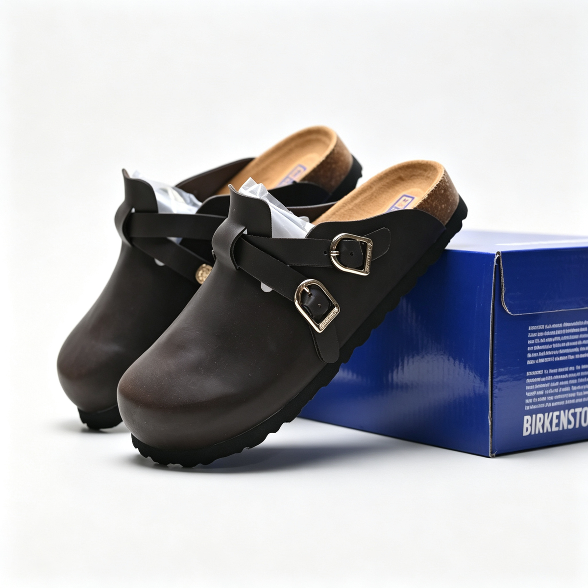 Birkenstock Boston | Black Smooth Leather + Super Grip Sole + Double Strap, Unisex Waterproof-Ready Clogs, Premium Orthopedic Slip-Ons