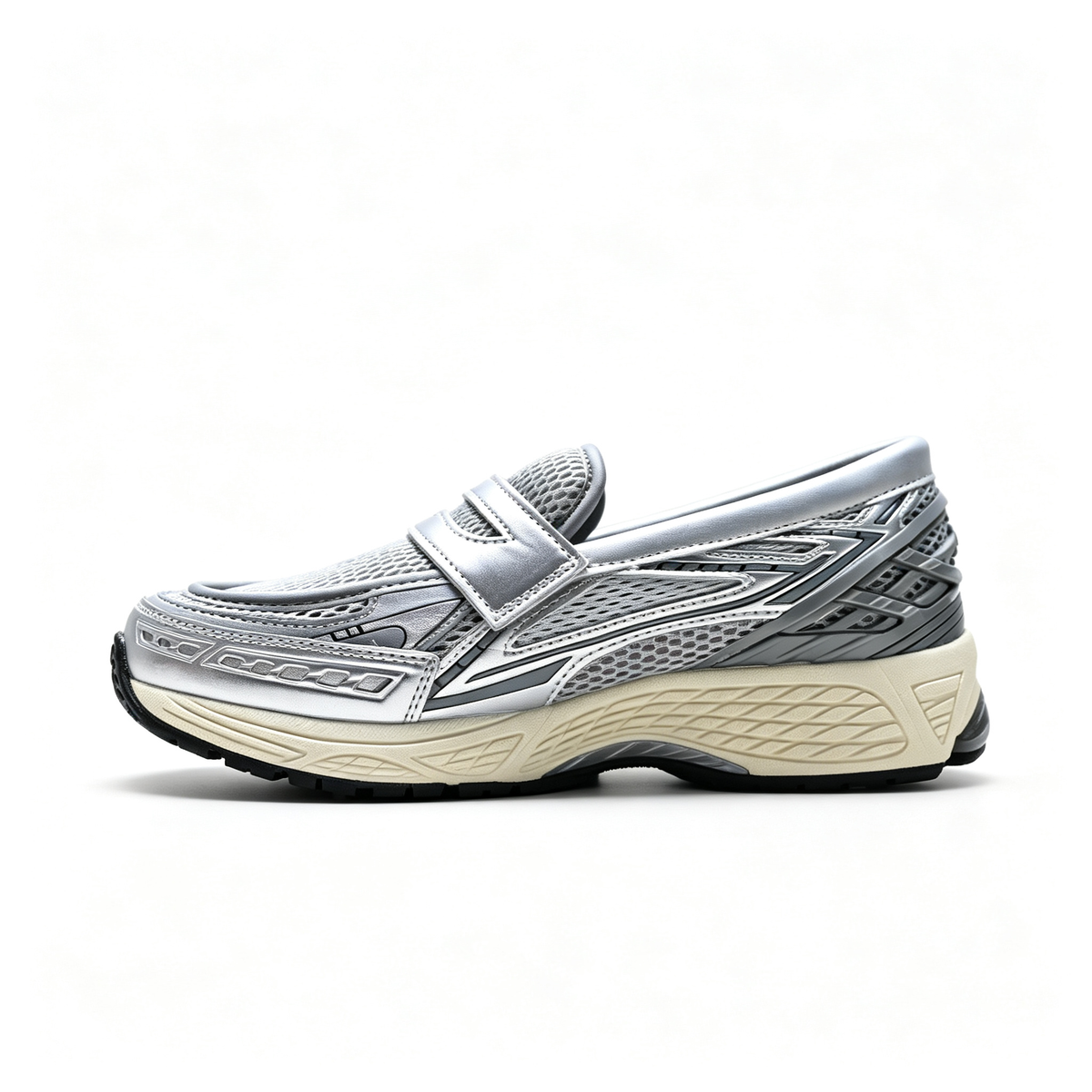 New Balance 1906L Silver Metallic Black Loafers – Unisex Mesh Slip-On Sneakers with N-ergy Cushioning
