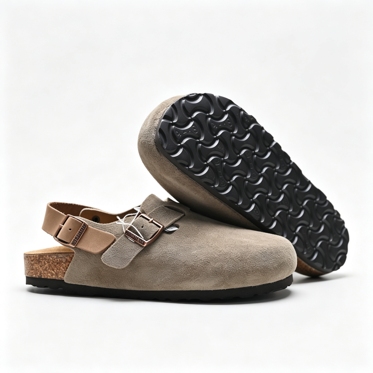Birkenstock Boston Suede Clogs | Taupe + Adjustable Strap + Soft Footbed, Unisex Orthopedic Slip-On Shoes, Classic Comfort & Minimalist Style