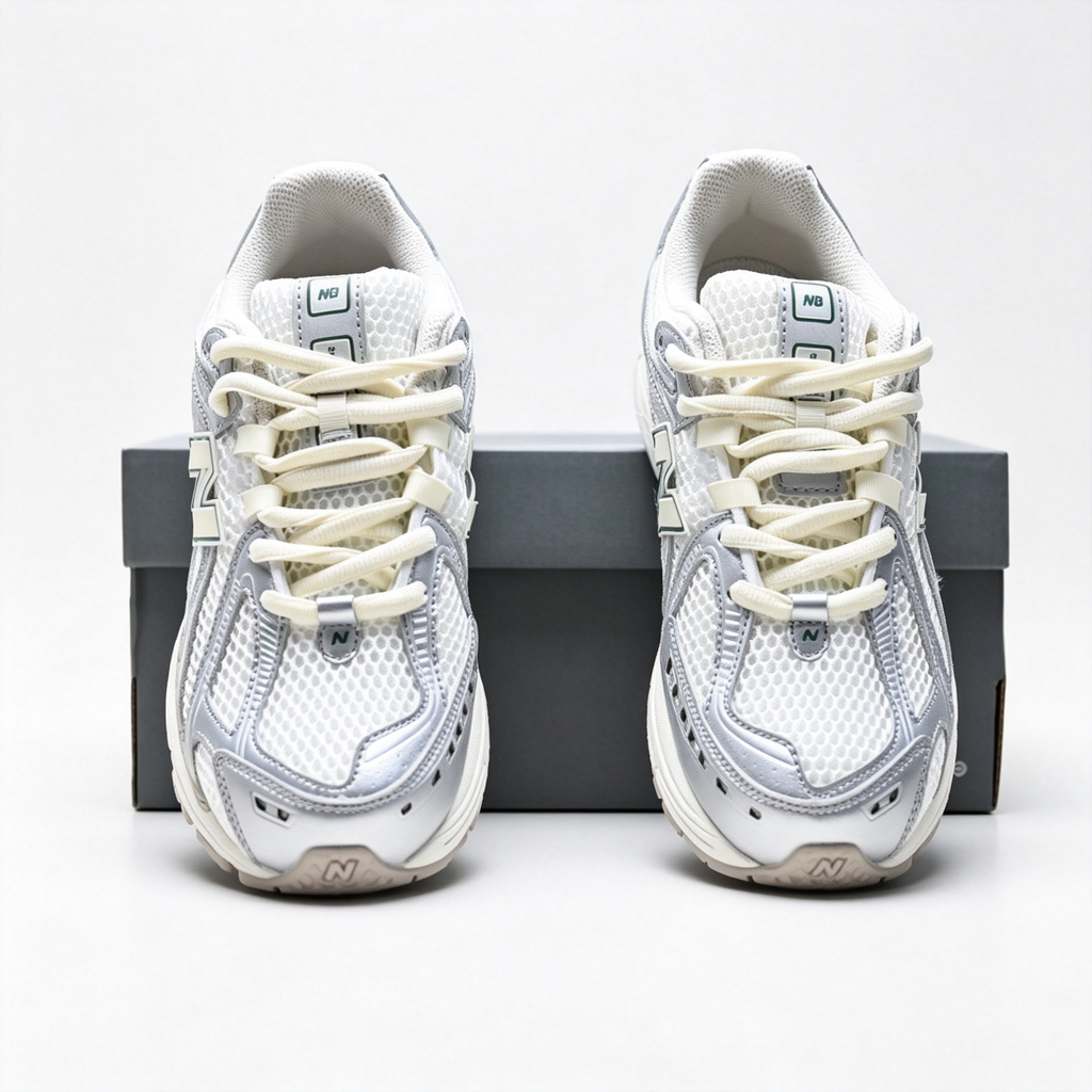New Balance 1906R White Silver Green Sneakers – Unisex Mesh Retro Running Shoes with N-ERGY Cushioning