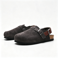 Birkenstock Boston Suede Clogs | Anthracite Grey + Brown Leather Strap + Textured Grip Sole, Unisex Retro Slip-On Shoes, Premium Comfort & Urban Style